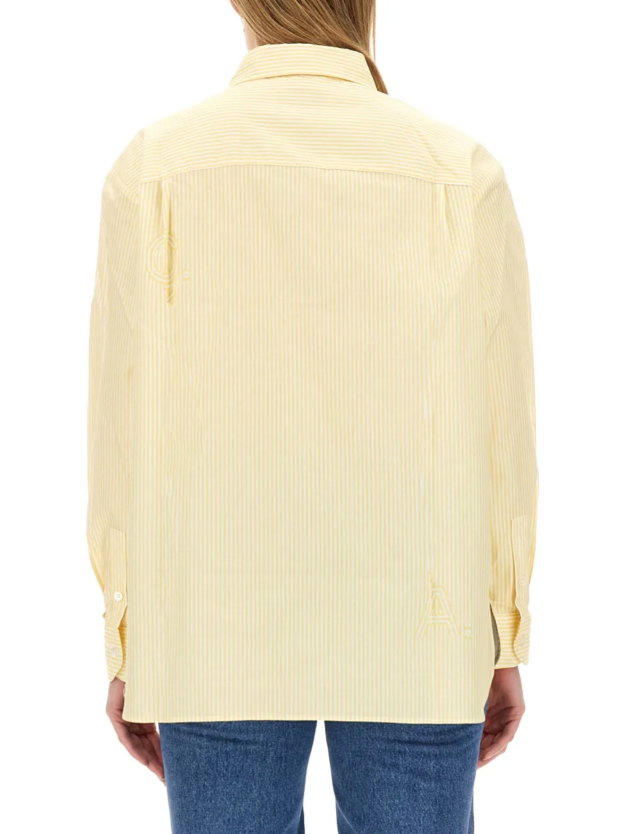 Logo Printed Striped Buttoned Shirt
