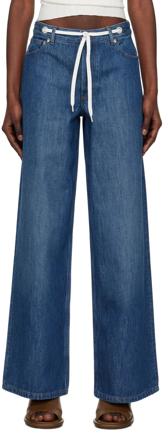 Drawstring Wide Leg Jeans