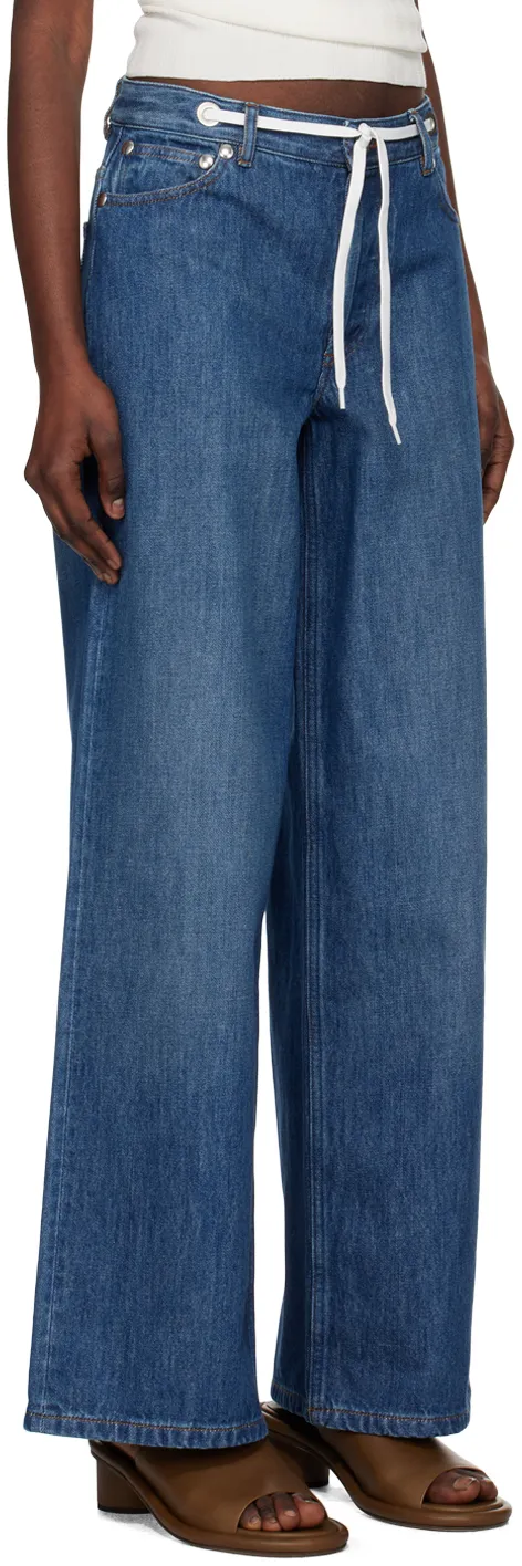 Drawstring Wide Leg Jeans