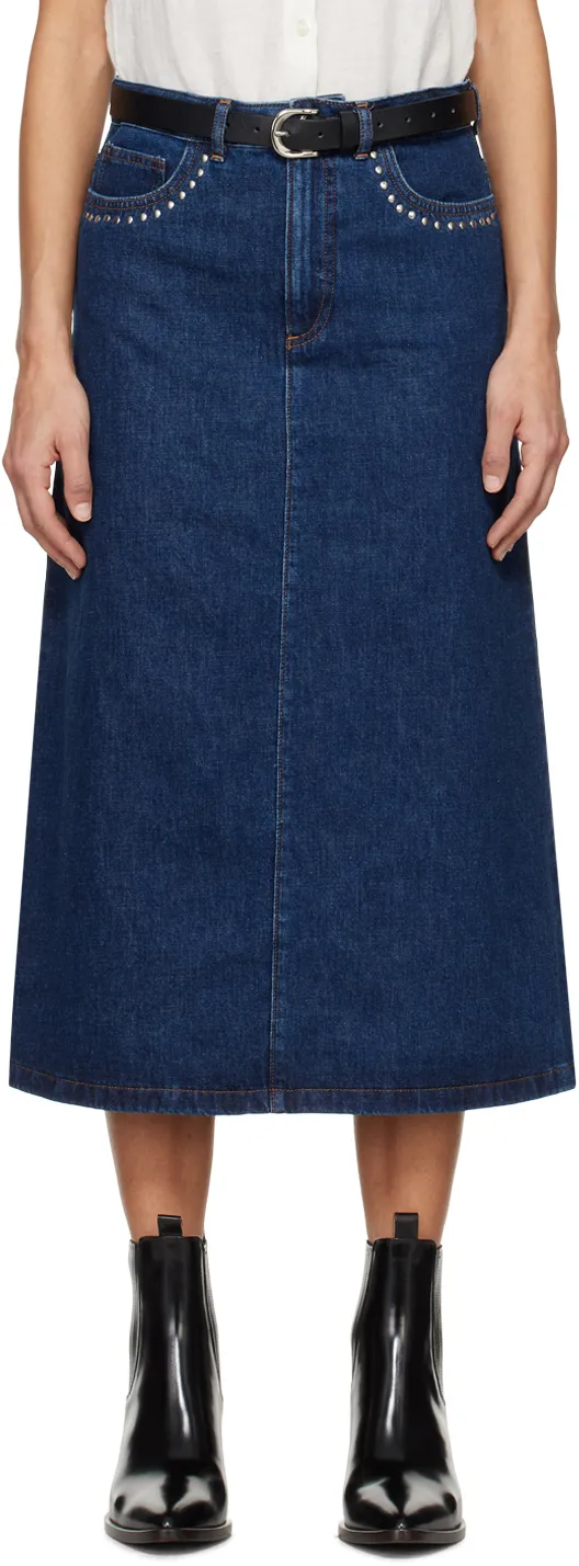 A-Line Denim Midi Skirt