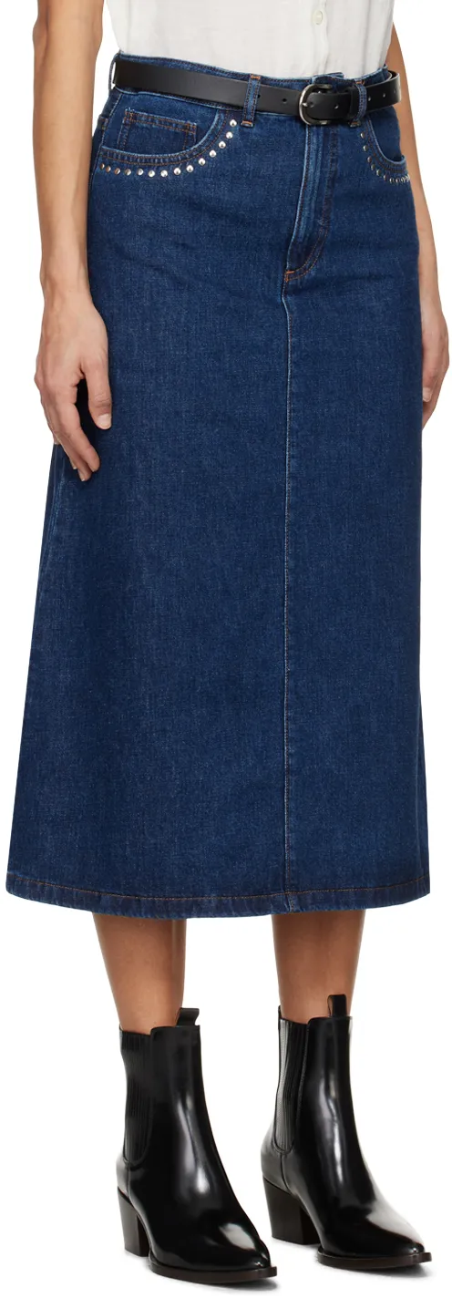 A-Line Denim Midi Skirt