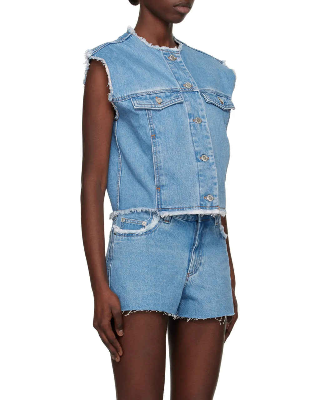 Cropped Denim Vest