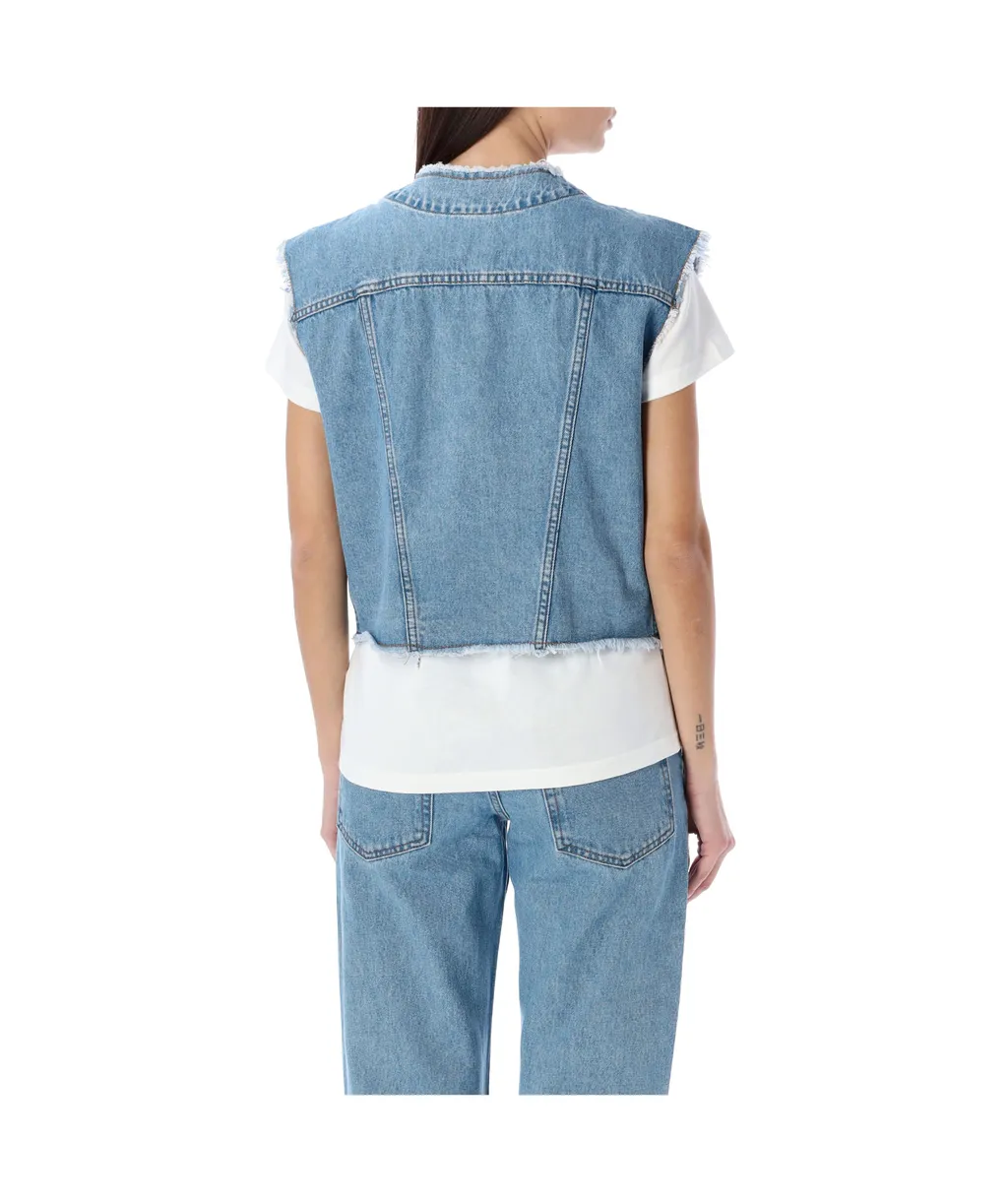 Cropped Denim Vest