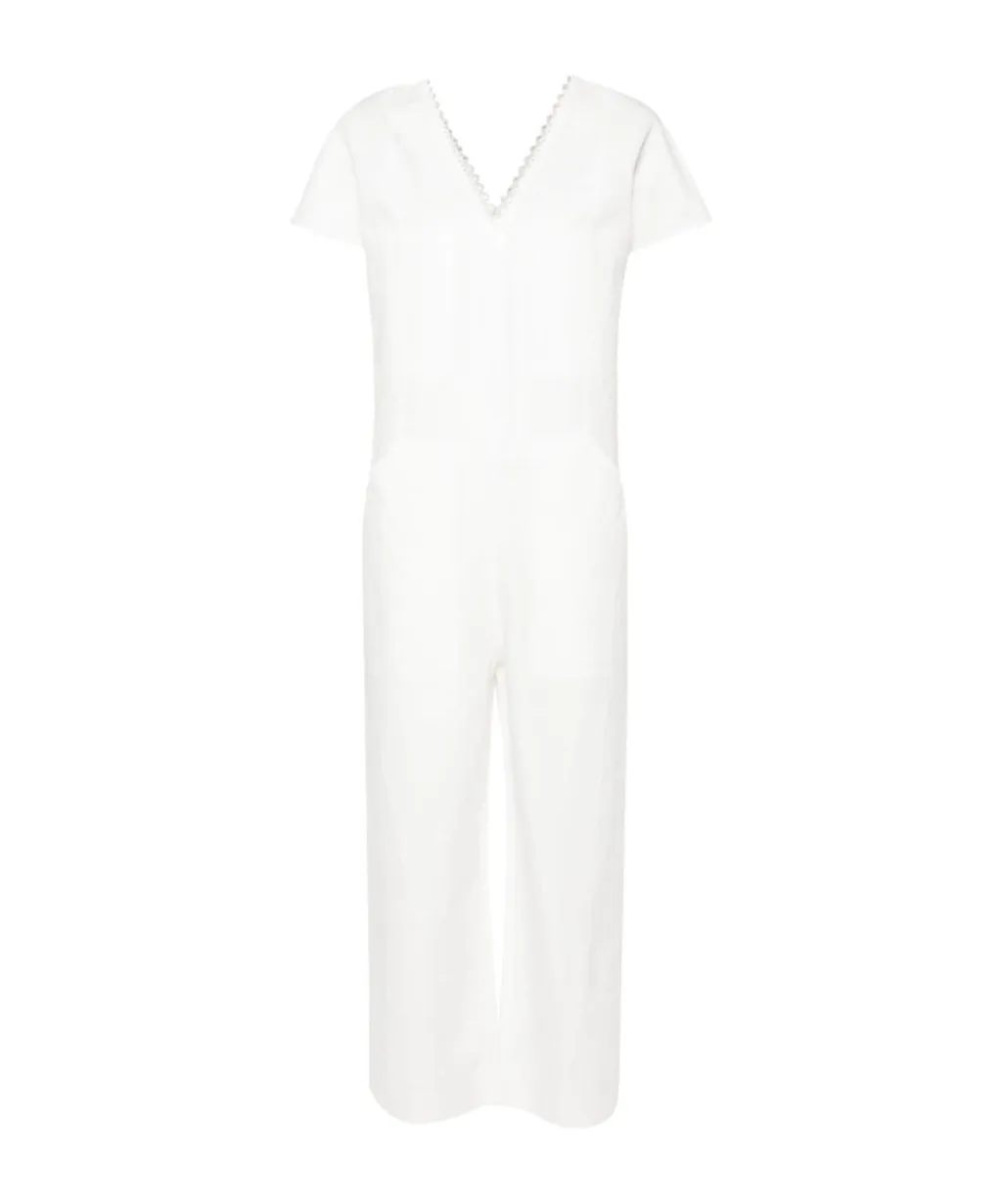 Short-Sleeve V-Neck Jumpsuit