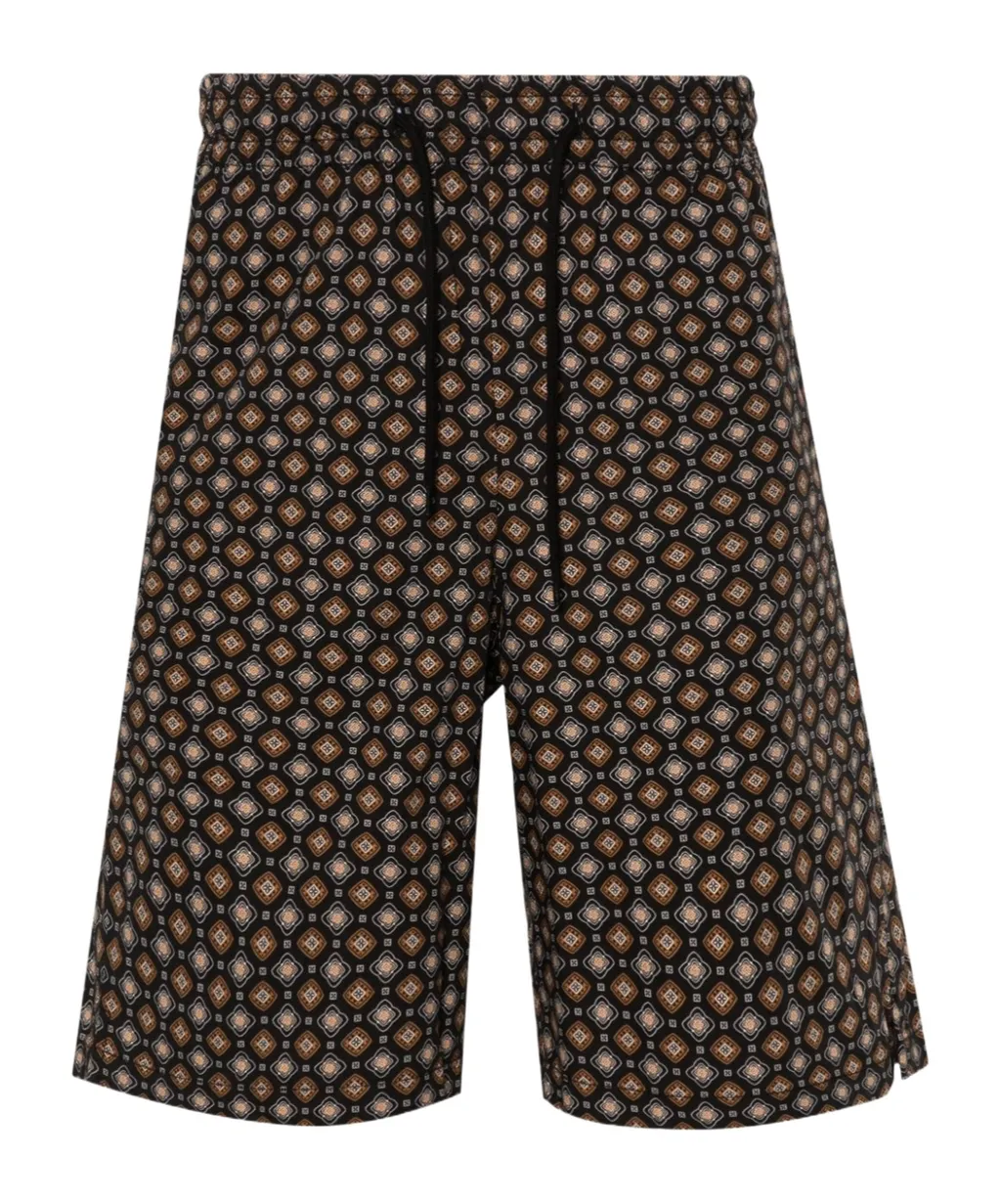 Vincento All-Over Patterned Drawstring Shorts