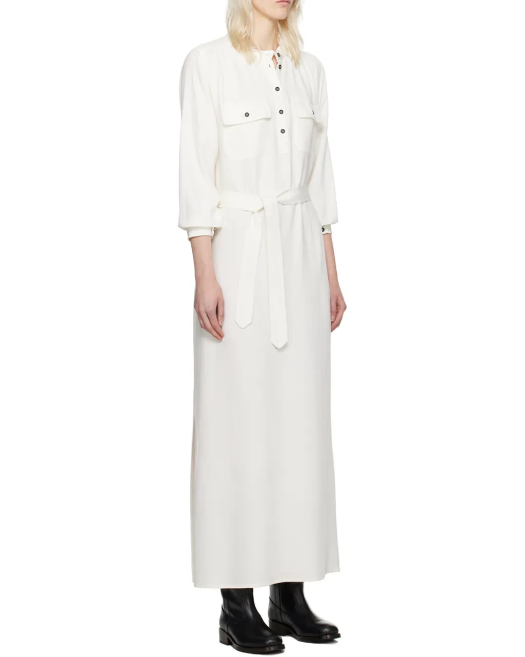 Marla Crinkled Belted Maxi Shirt Dress