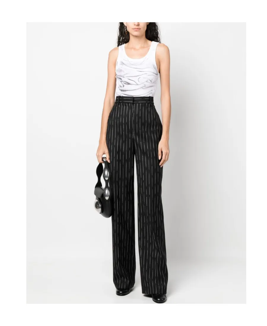 Striped Straight-Leg Pants