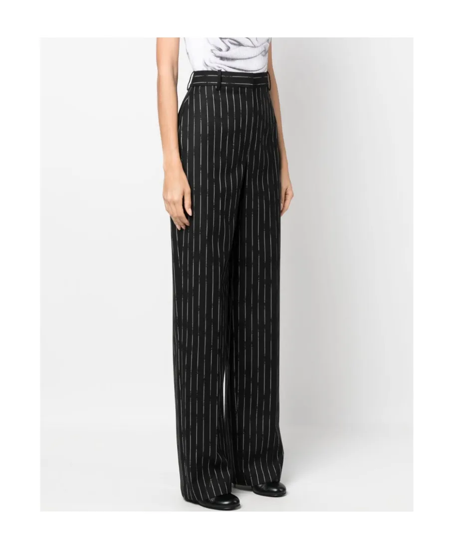 Striped Straight-Leg Pants