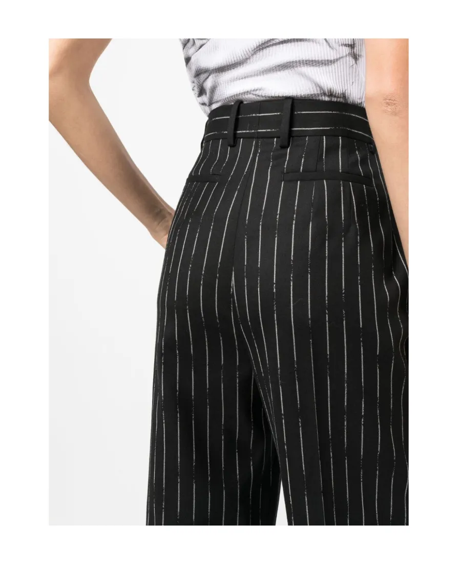 Striped Straight-Leg Pants