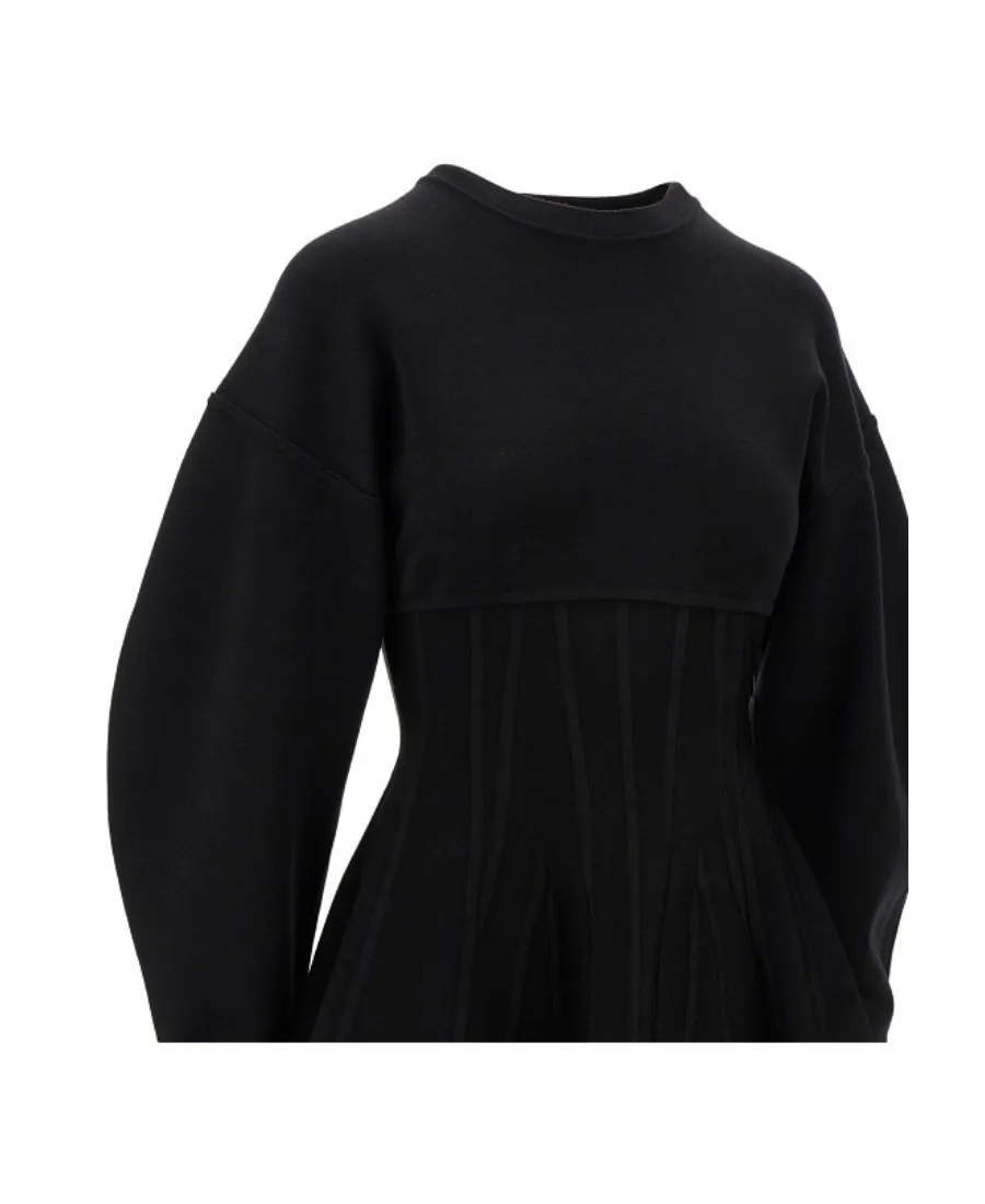 Long Sleeved Crewneck Mini Dress