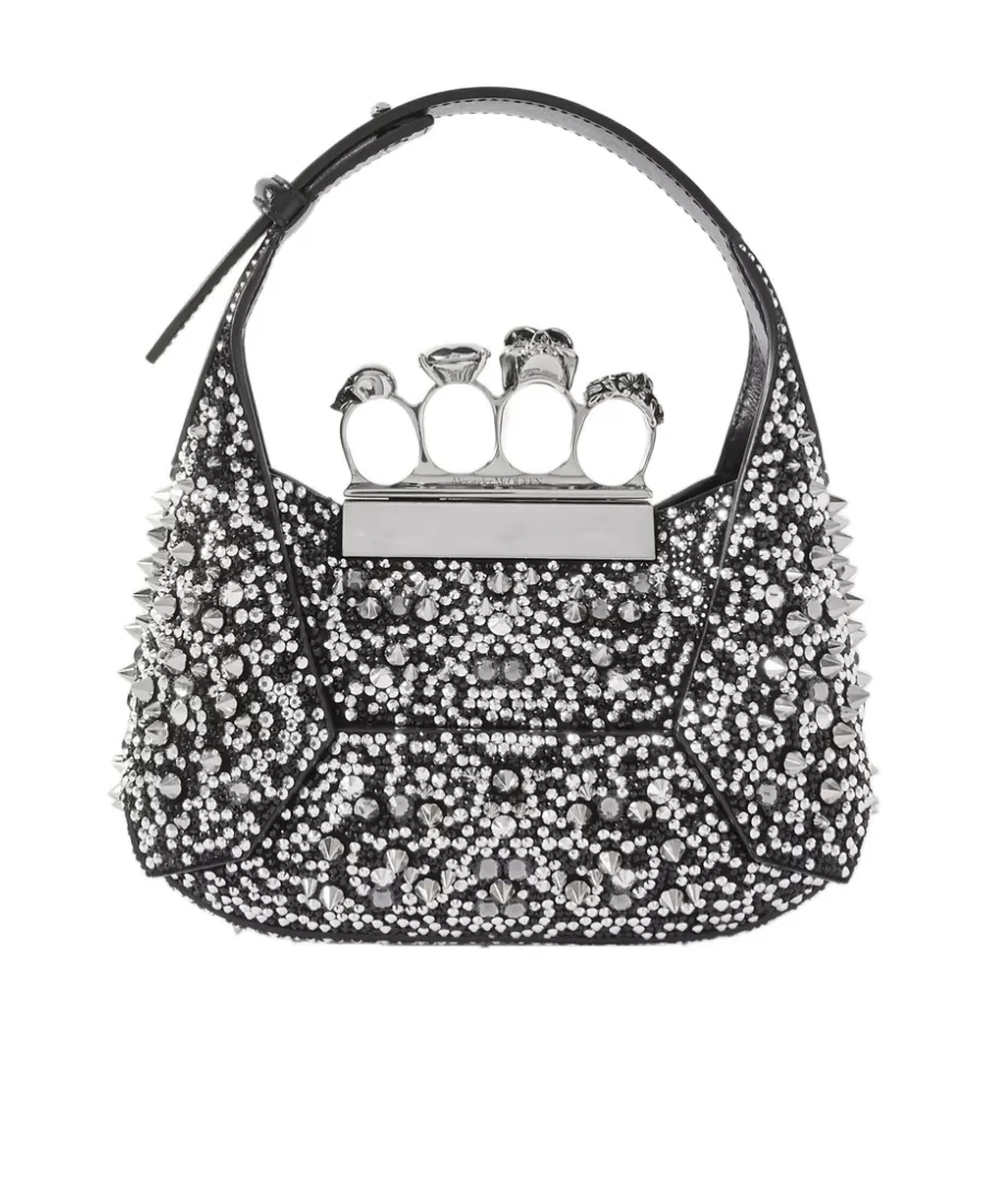 Chain-Linked Mini Jewelled Hobo Bag