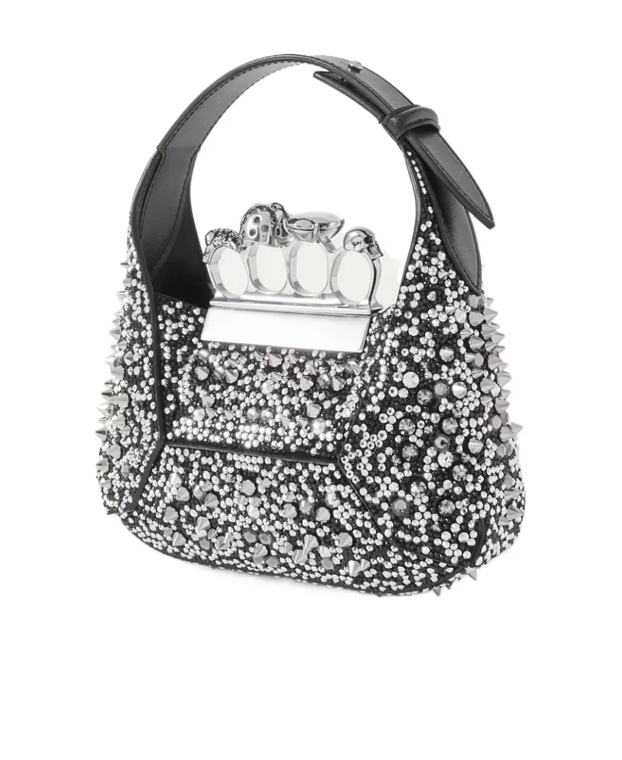 Chain-Linked Mini Jewelled Hobo Bag