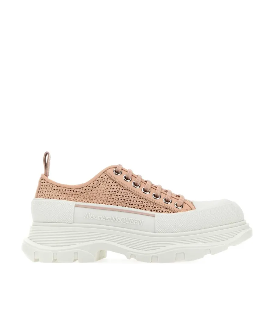 Oversized Woven Lace-Up Sneakers