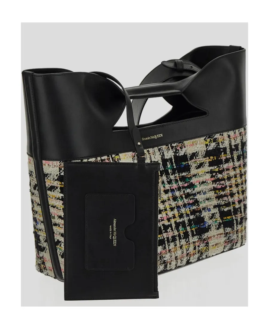 Logo Detailed Checked Tote Bag