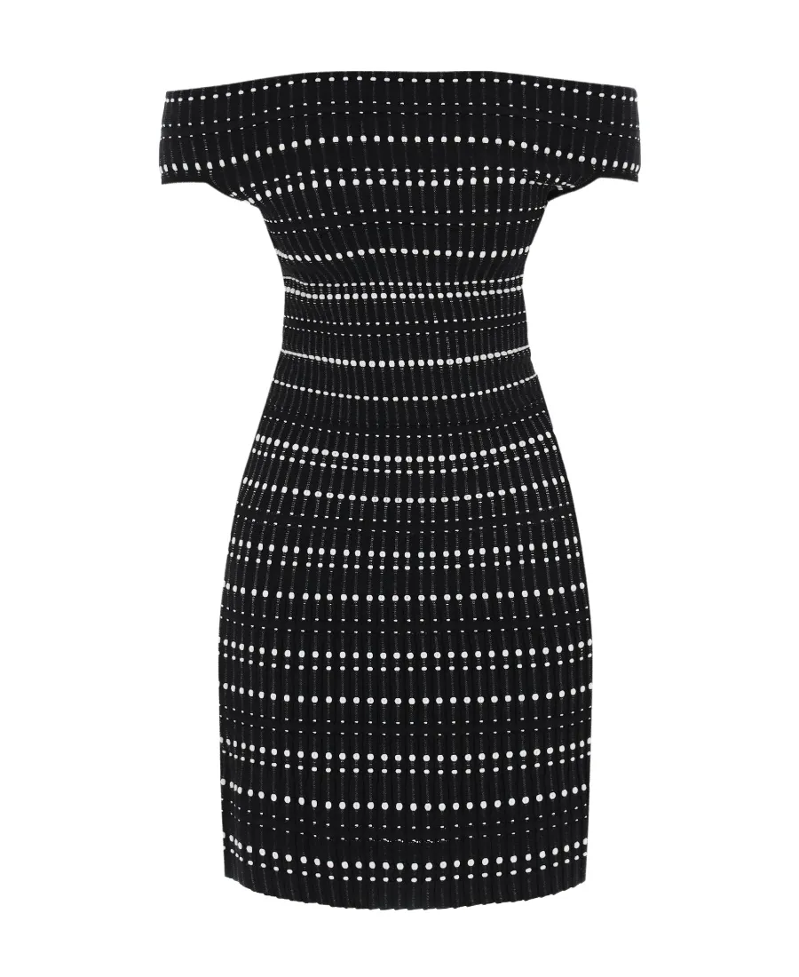 Off-Shoulder Straight Hem Knitted Mini Dress