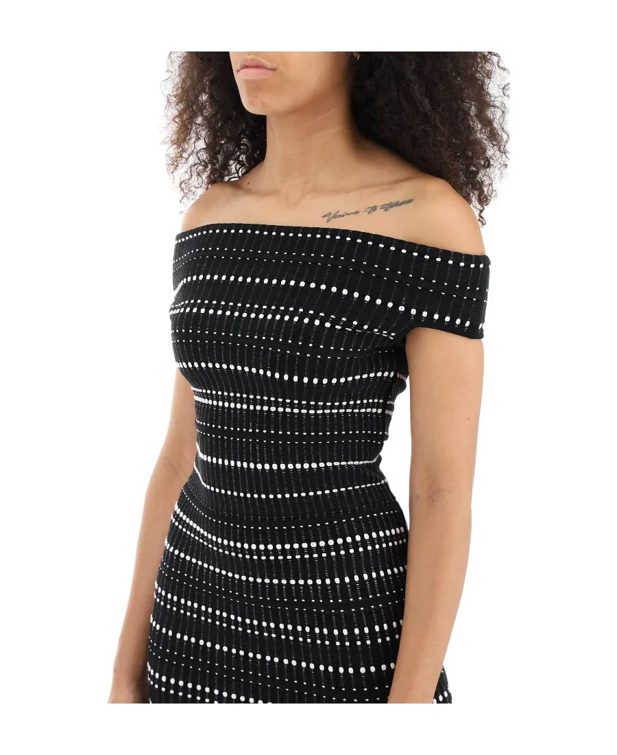 Off-Shoulder Straight Hem Knitted Mini Dress