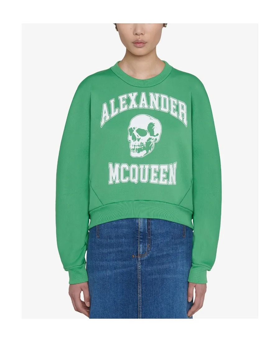 Varsiity Skull Printed Crewneck Sweatshirt