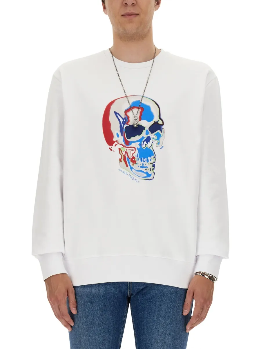 Skull-Printed Crewneck Sweatshirt