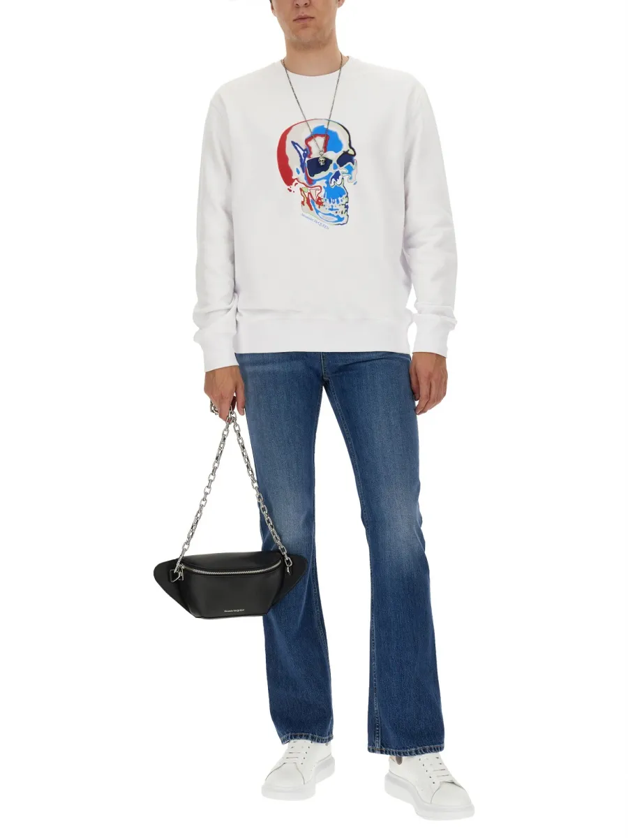 Skull-Printed Crewneck Sweatshirt