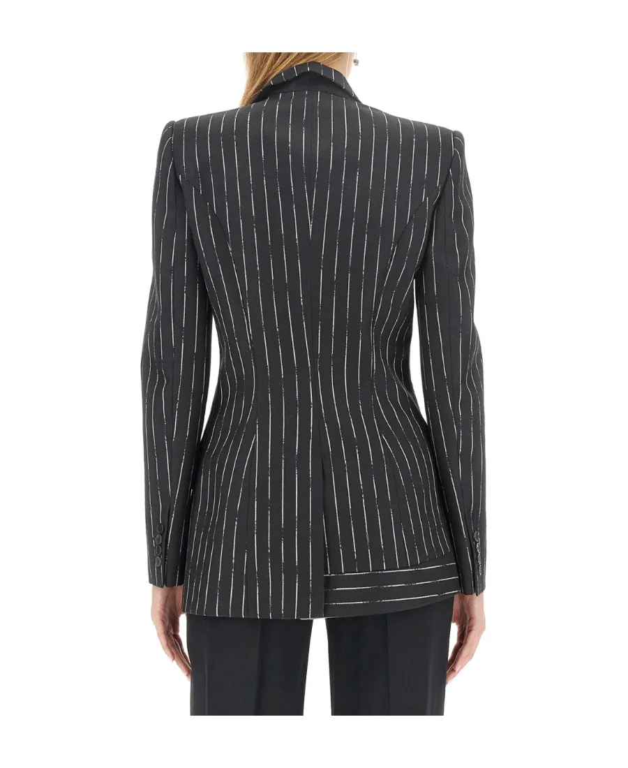 Asymmetric Stripe Detailed Blazer