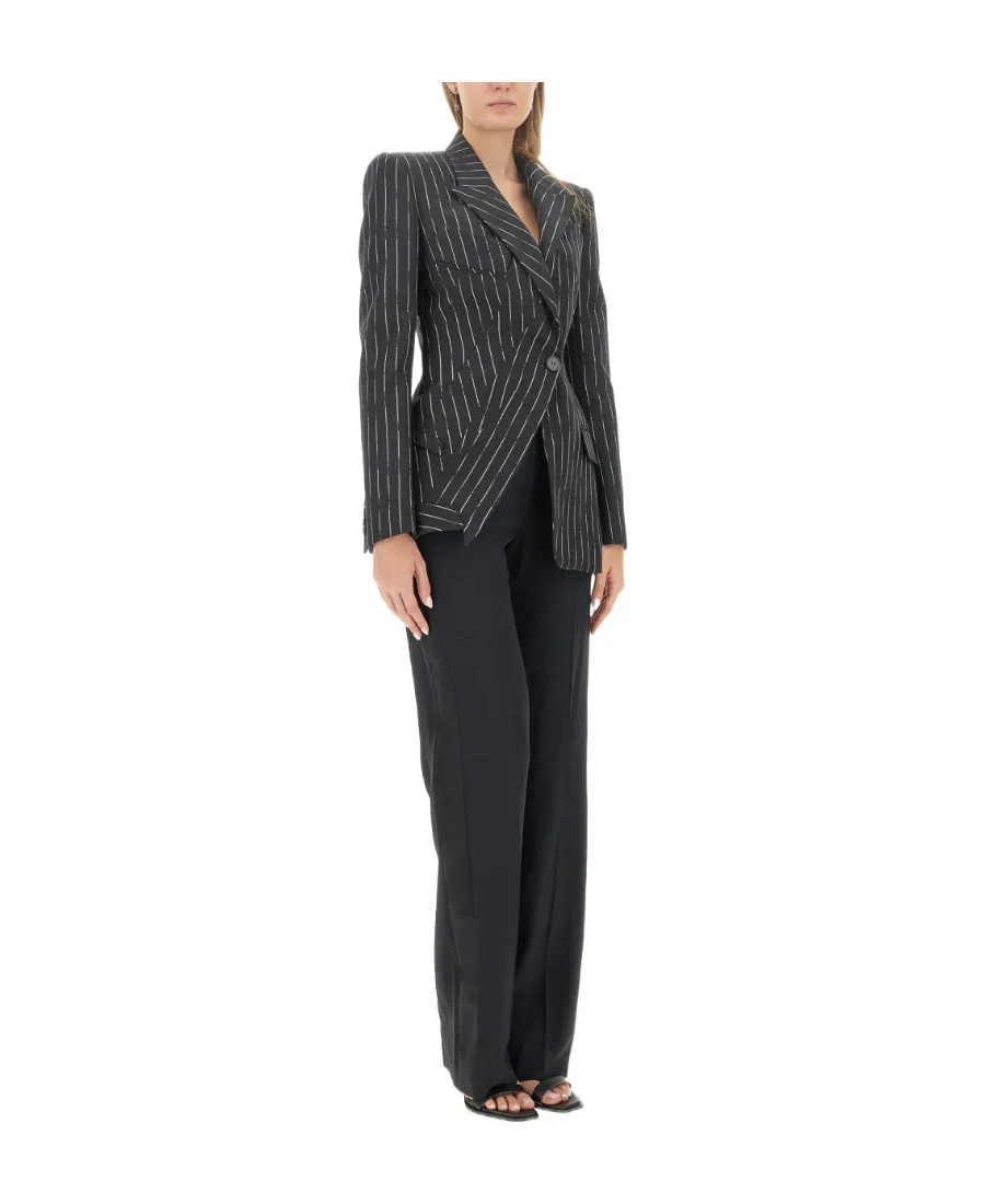 Asymmetric Stripe Detailed Blazer