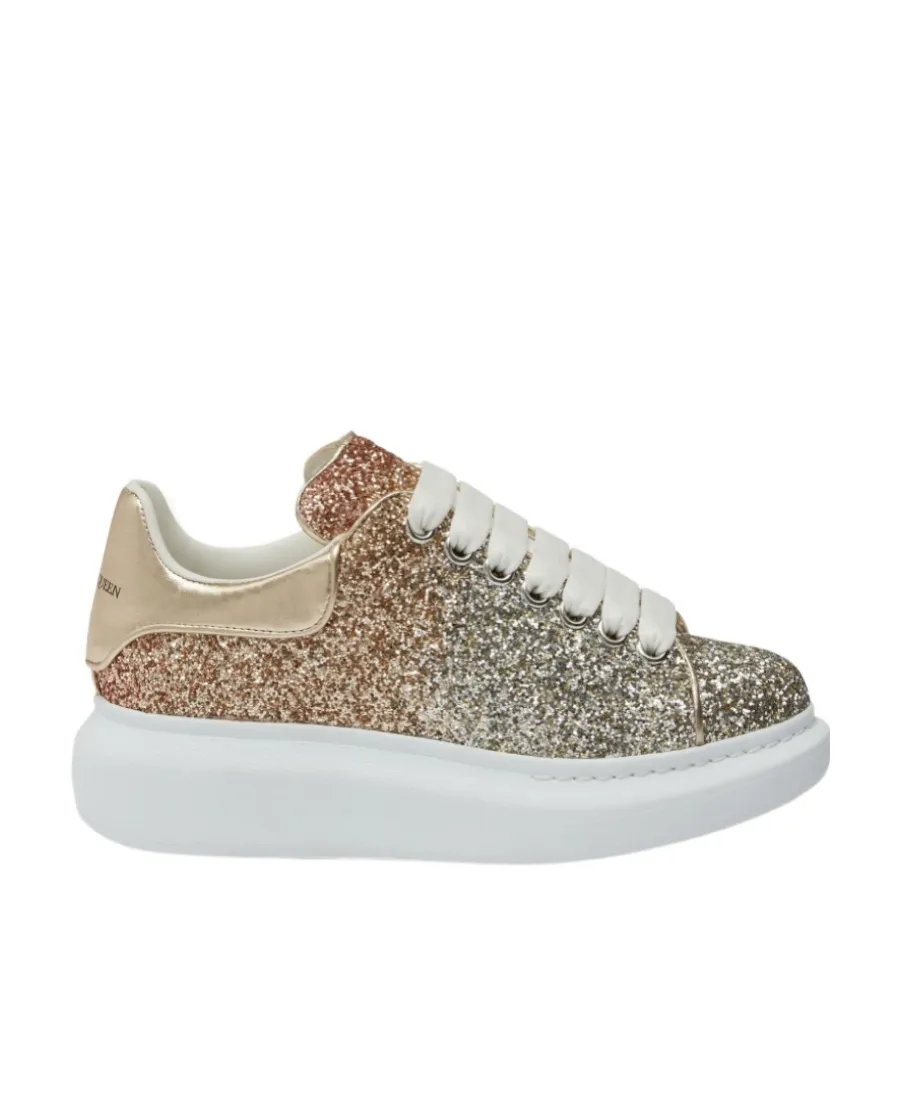 Oversized Glitter Chunky Lace-Up Sneakers