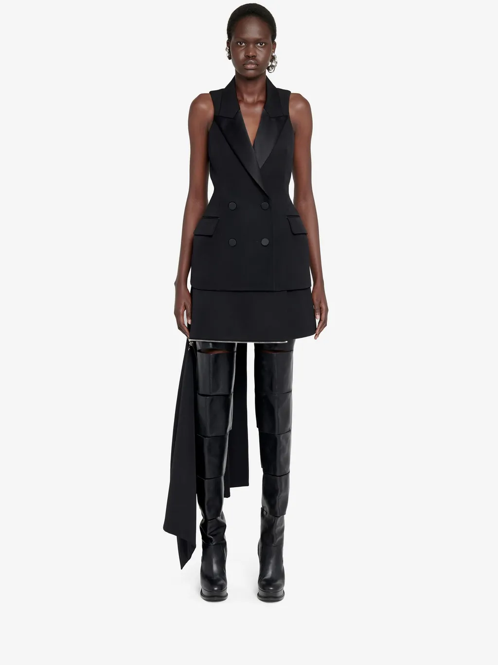 Asymmetric Zip-Detail Mini Skirt