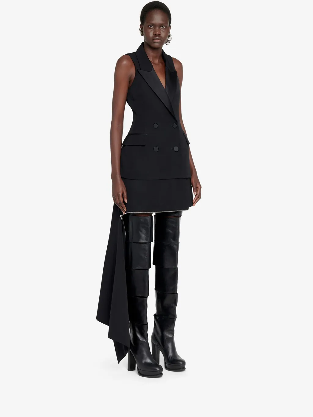 Asymmetric Zip-Detail Mini Skirt