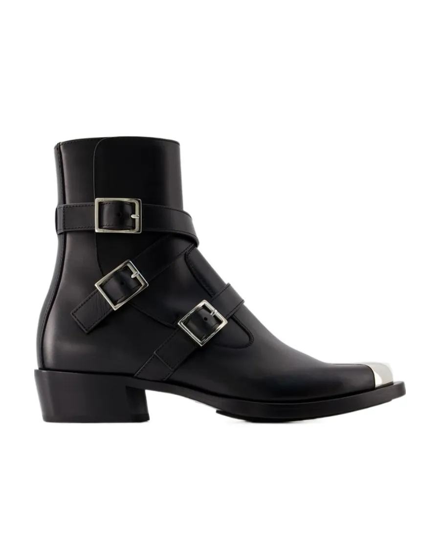 Buckles Detailed Ankle Boots