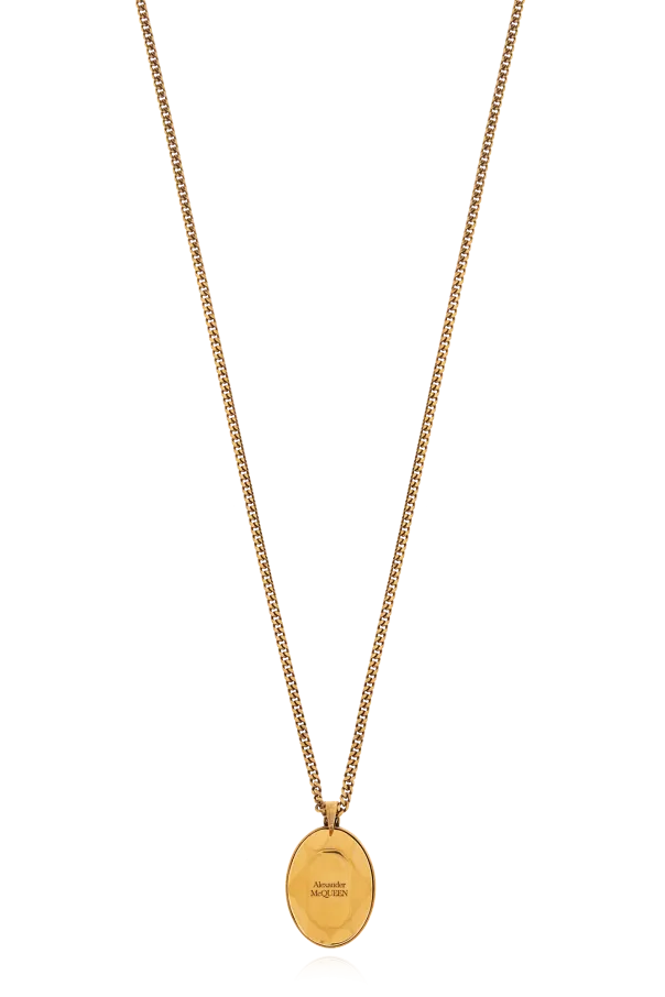 Logo Embossed Charm Long Necklace