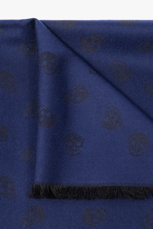 Skull Jacquard Fringed Scarf