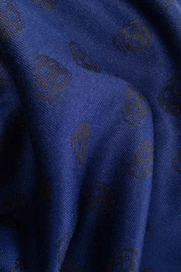 Skull Jacquard Fringed Scarf