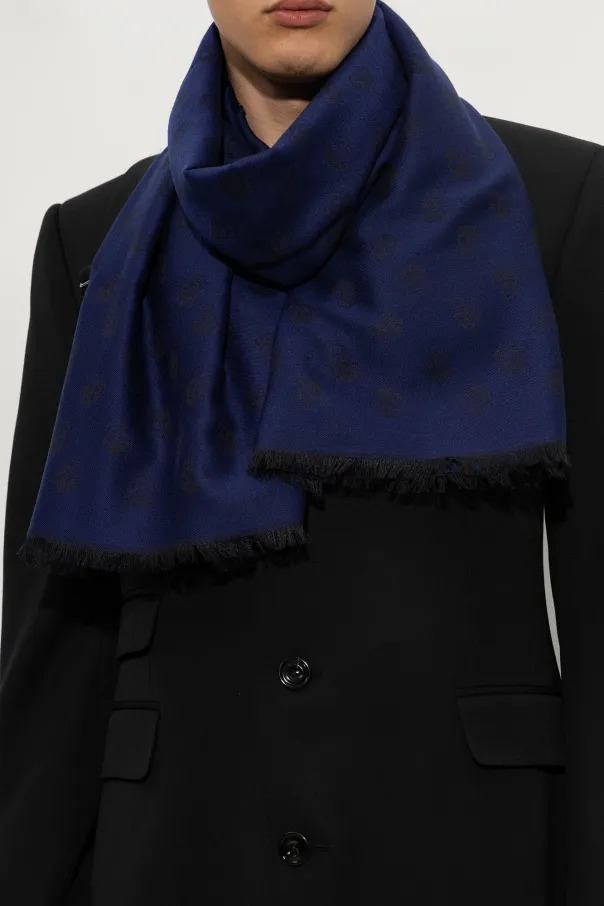 Skull Jacquard Fringed Scarf