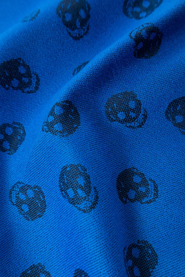 Skull Jacquard Fringed Scarf