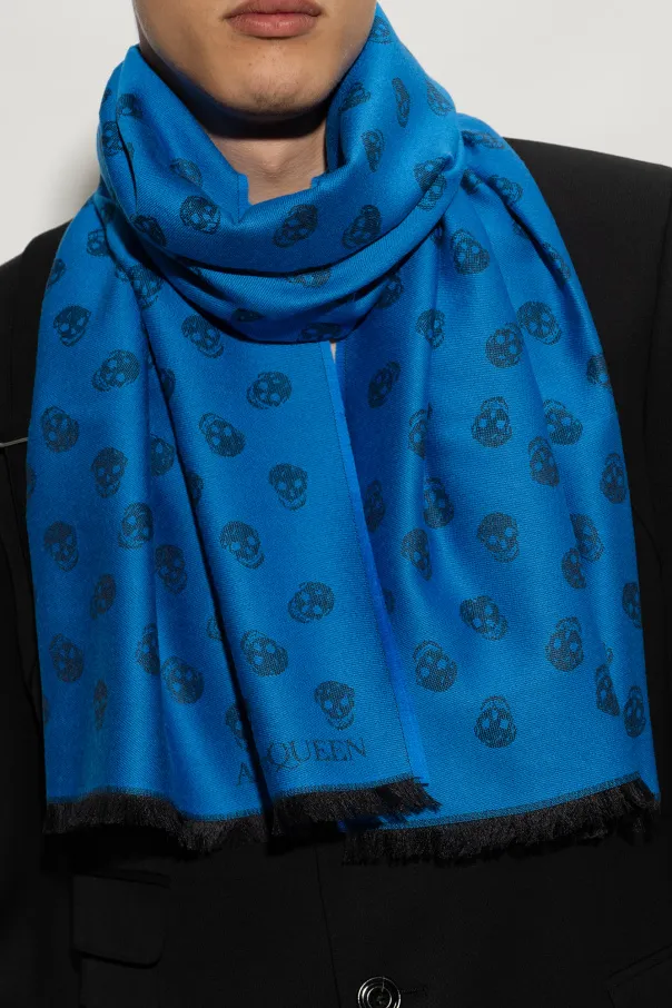 Skull Jacquard Fringed Scarf