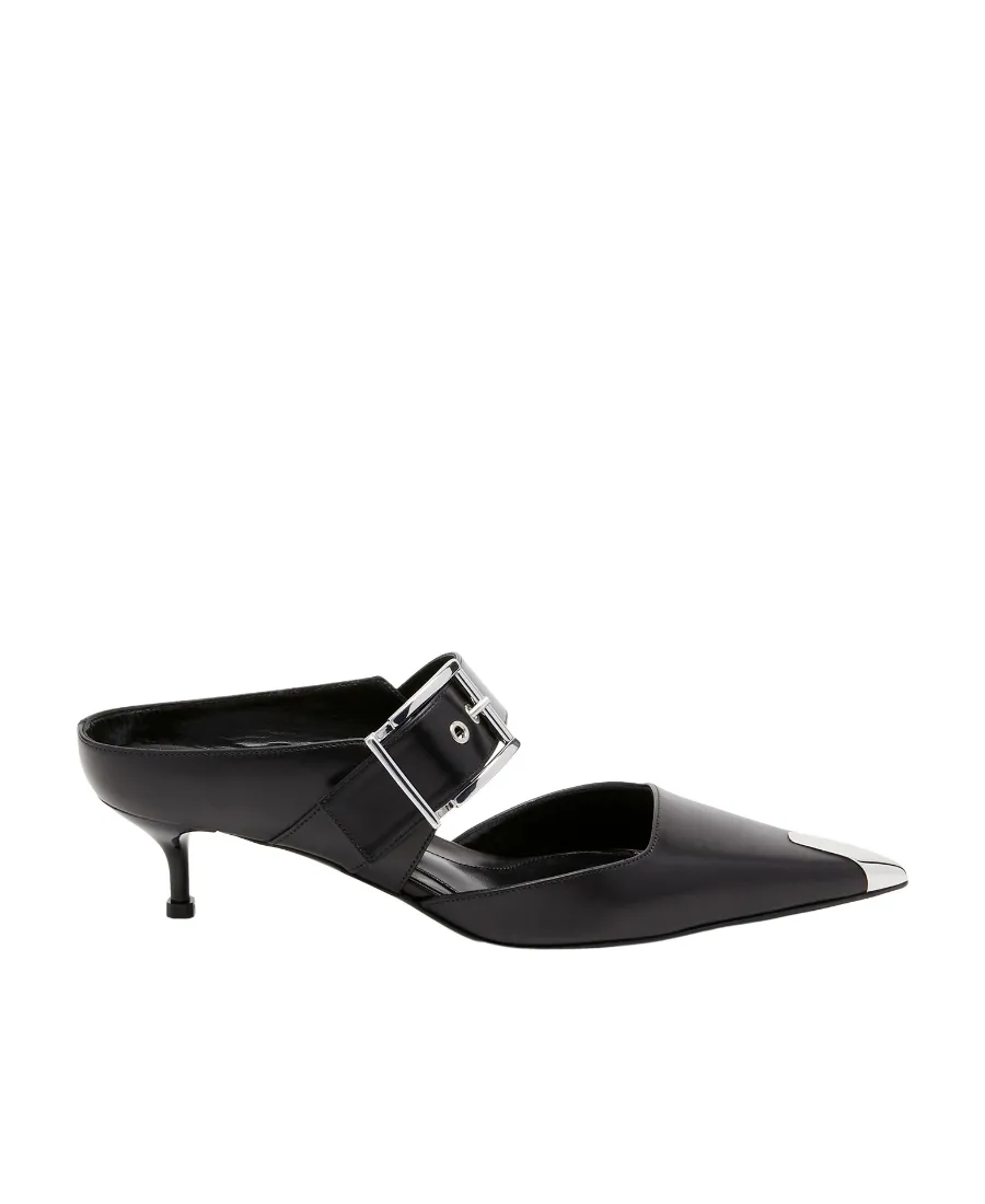 Punk Buckle Pointed Toe Mules