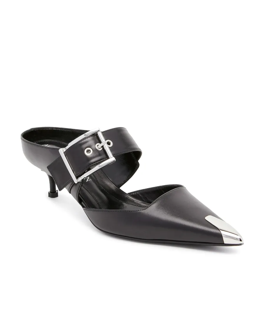 Punk Buckle Pointed Toe Mules