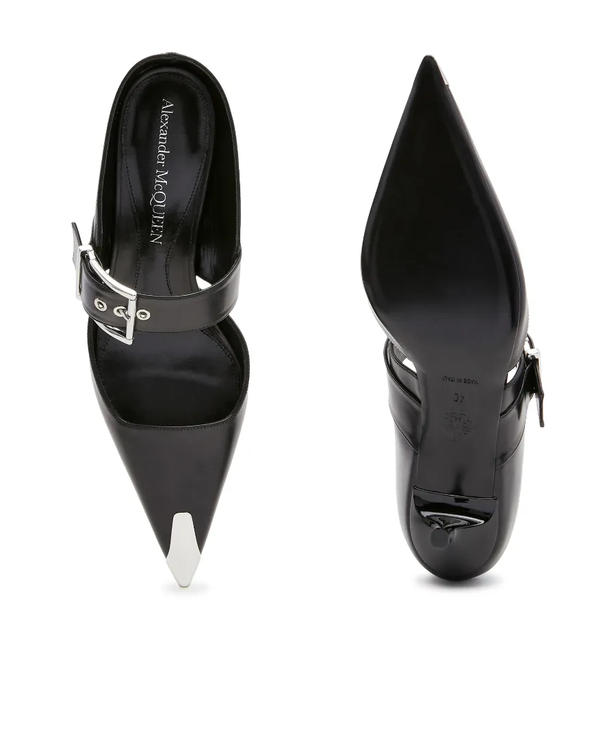 Punk Buckle Pointed Toe Mules