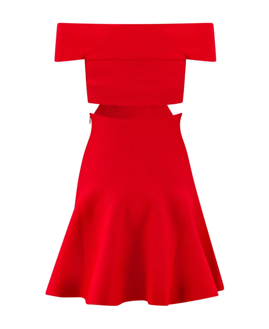Cut-Out Detailed Off-Shoulder Mini Dress