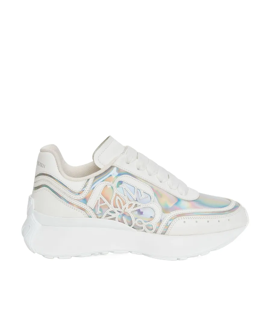Holographic-Effect Lace-Up Sneakers