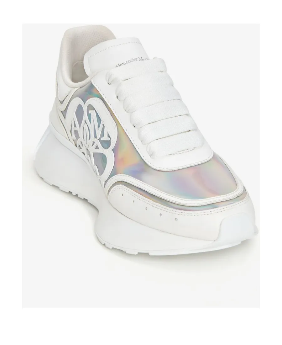 Holographic-Effect Lace-Up Sneakers