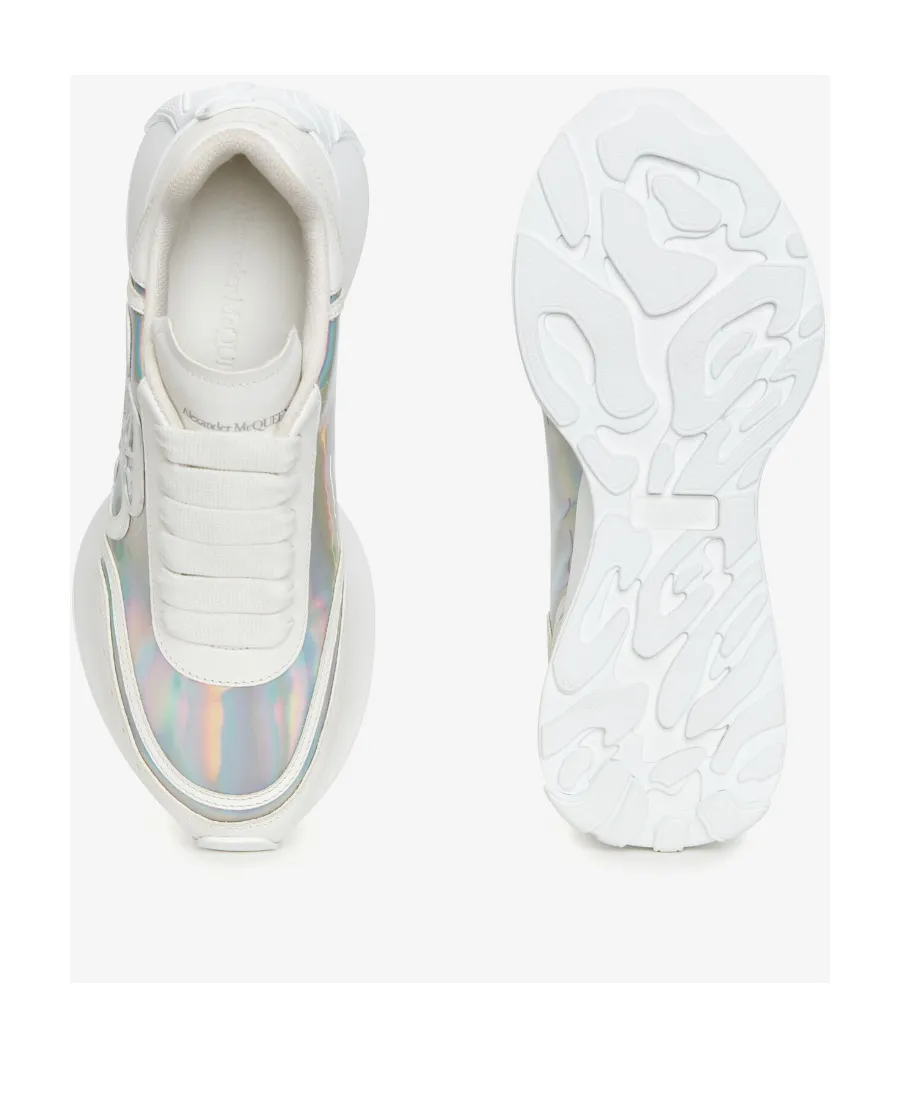 Holographic-Effect Lace-Up Sneakers