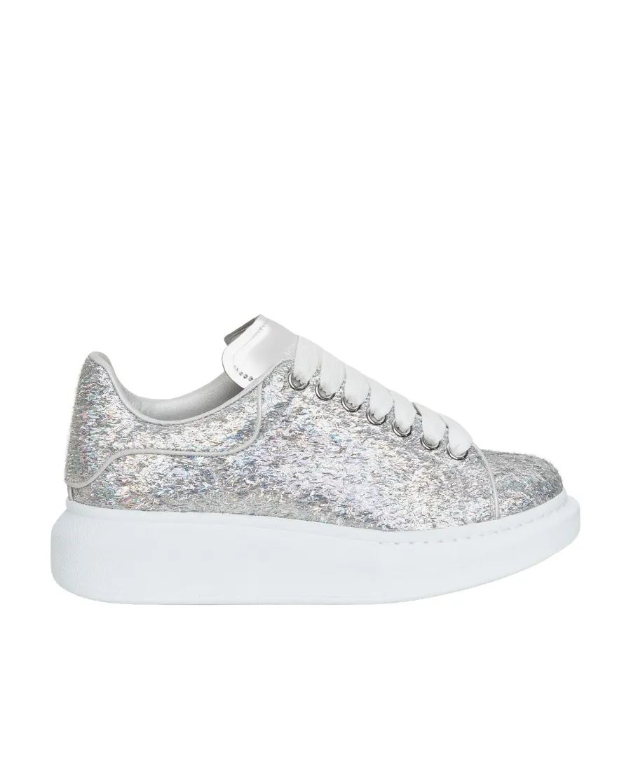 Holographic-Effect Lace-Up Sneakers