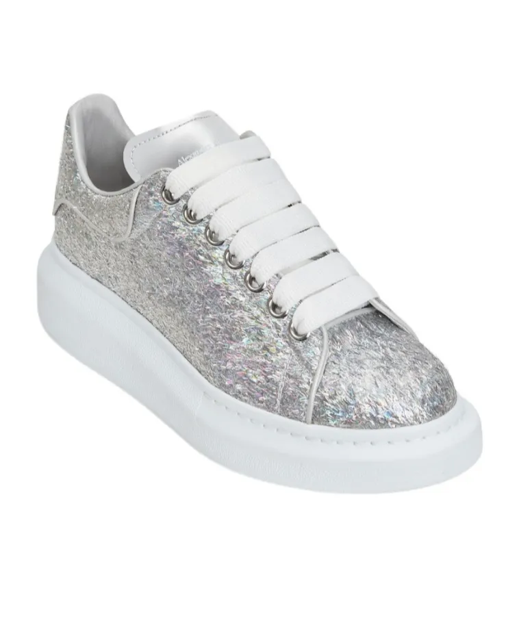 Holographic-Effect Lace-Up Sneakers