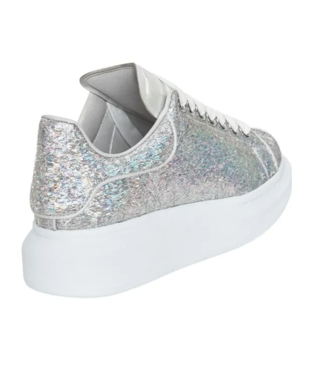 Holographic-Effect Lace-Up Sneakers