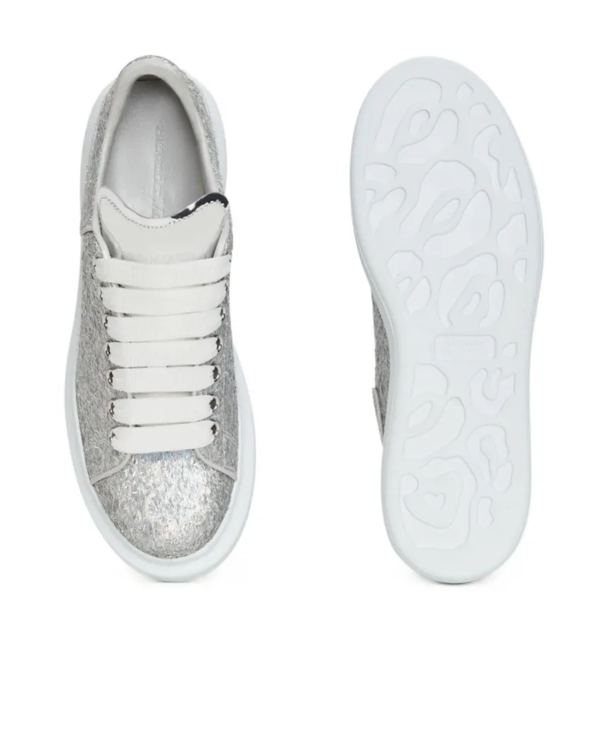 Holographic-Effect Lace-Up Sneakers