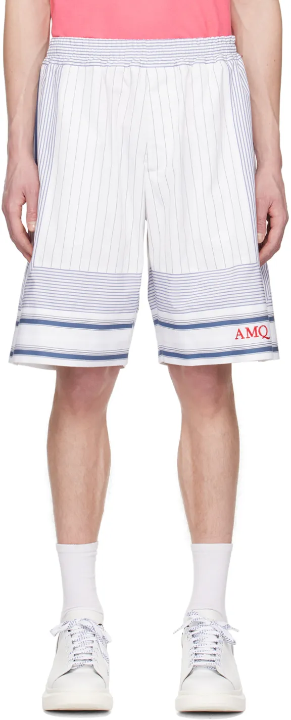 Logo Embroidered Striped Shorts