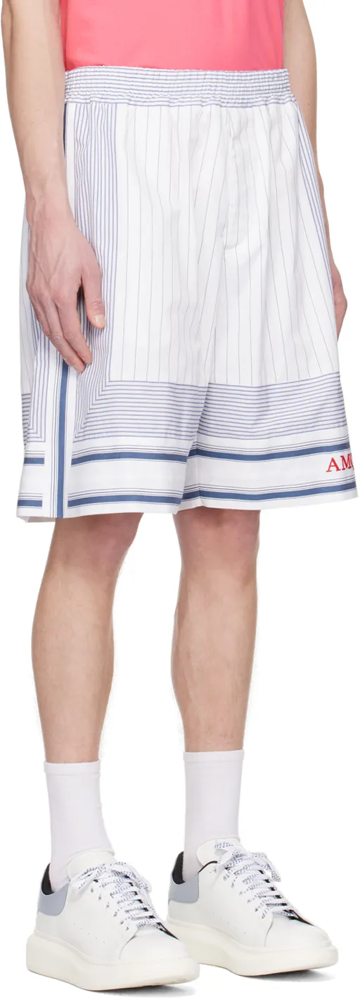 Logo Embroidered Striped Shorts
