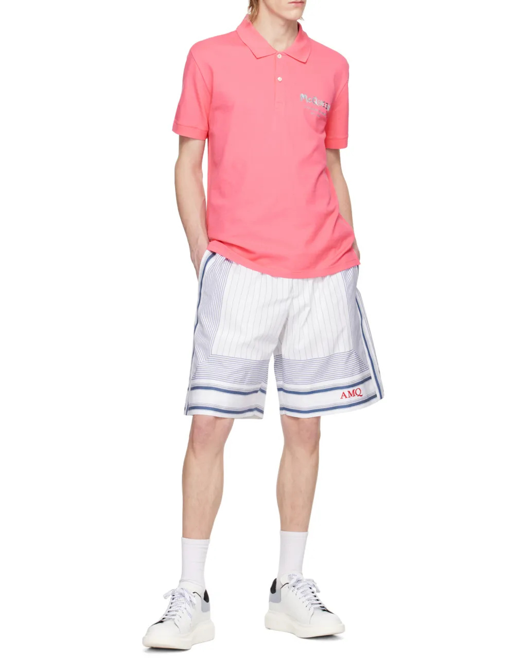 Logo Embroidered Striped Shorts