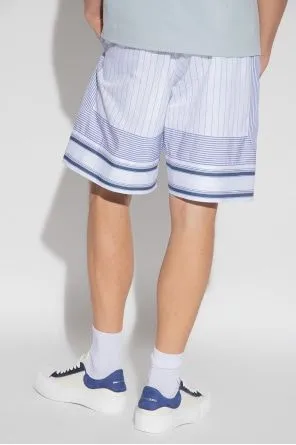 Logo Embroidered Striped Shorts